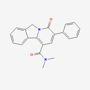 molecular formula C21H18N2O2 B12737421 Pyrido(2,1-a)isoindole-1-carboxamide, 4,6-dihydro-N,N-dimethyl-4-oxo-3-phenyl- CAS No. 141388-85-4