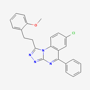 molecular formula C24H19ClN4O B12737442 7-Chloro-1-(2-(methoxyphenyl)ethyl)-5-phenyl-(1,2,4)triazolo(4,3-a)quinazoline CAS No. 95858-91-6