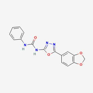 molecular formula C16H12N4O4 B12737518 Urea, N-(5-(1,3-benzodioxol-5-yl)-1,3,4-oxadiazol-2-yl)-N'-phenyl- CAS No. 116758-63-5