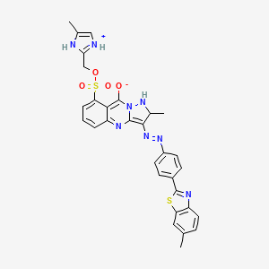 2-Methyl-3-((4-(6-methylbenzothiazol-2-yl)phenyl)azo)pyrazolo(5,1-b)quinazoline-9(1H)-one, mono((4-methyl-1H-imidazolyl)methyl) monosulpho derivative