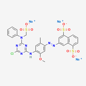 Trisodium 3-((4-((4-chloro-6-(phenyl(sulphonatomethyl)amino)-1,3,5-triazin-2-yl)amino)-5-methoxy-o-tolyl)azo)naphthalene-1,5-disulphonate