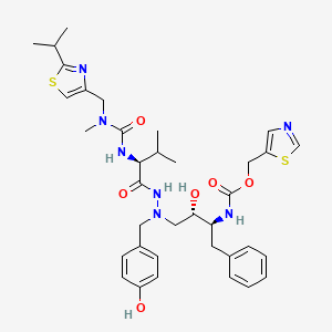 5S-(((5-Thiazolyl)methoxy)carbonyl)amino-2-N-(((N-methyl-N-(2-isopropyl-4-thiazolyl)methyl)amino)carbonyl)-L-valinyl-amino-4S-hydroxy-1-(4-hydroxyphenyl)-6-phenyl-2-azahexane