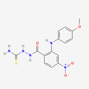 Benzoic acid, 2-((4-methoxyphenyl)amino)-4-nitro-, 2-(aminothioxomethyl)hydrazide