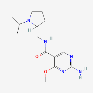 molecular formula C14H23N5O2 B12737828 2-Amino-N-((1-isopropyl-2-pyrrolidinyl)methyl)-4-methoxy-5-pyrimidinecarboxamide CAS No. 84332-13-8