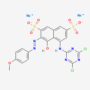 Disodium 5-((4,6-dichloro-1,3,5-triazin-2-yl)amino)-4-hydroxy-3-((4-methoxyphenyl)azo)naphthalene-2,7-disulphonate