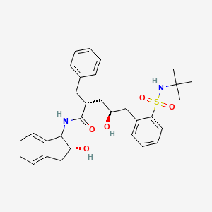 molecular formula C31H38N2O5S B12738060 Benzenepentanamide, N-((1S,2R)-2,3-dihydro-2-hydroxy-1H-inden-1-yl)-2-(((1,1-dimethylethyl)amino)sulfonyl)-gamma-hydroxy-alpha-(phenylmethyl)-, (alphaR,gammaS)- CAS No. 181869-09-0