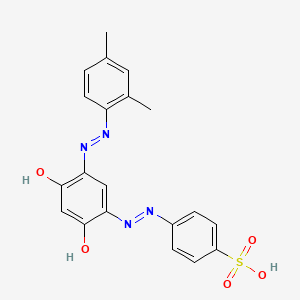 molecular formula C20H18N4O5S B12738095 Benzenesulfonic acid, 4-((5-((2,4-dimethylphenyl)azo)-2,4-dihydroxyphenyl)azo)- CAS No. 72138-98-8