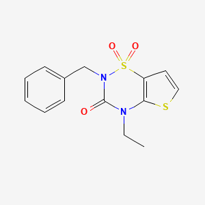 2H-Thieno(2,3-e)-1,2,4-thiadiazin-3(4H)-one, 4-ethyl-2-(phenylmethyl)-, 1,1-dioxide