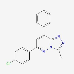 molecular formula C18H13ClN4 B12738722 1,2,4-Triazolo(4,3-b)pyridazine, 6-(4-chlorophenyl)-3-methyl-8-phenyl- CAS No. 130187-56-3