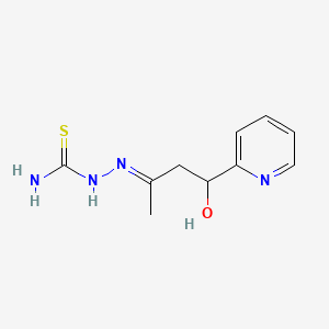 molecular formula C10H14N4OS B12738780 (E)-2-(3-Hydroxy-1-methyl-3-(2-pyridinyl)propylidene)hydrazinecarbothioamide CAS No. 174502-96-6