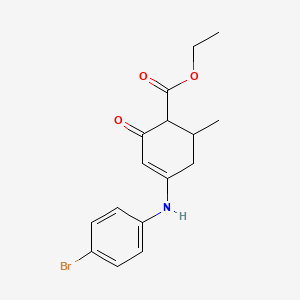 molecular formula C16H18BrNO3 B12738784 Ethyl 4-((4-bromophenyl)amino)-6-methyl-2-oxo-3-cyclohexene-1-carboxylate CAS No. 149221-21-6