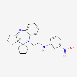 molecular formula C24H28N4O2 B12738819 Spiro(benzo(b)cyclopenta(e)(1,4)diazepine-10(9H),1'-cyclopentane)-9-ethanamine, 1,2,3,10a-tetrahydro-N-(3-nitrophenyl)- CAS No. 133307-98-9