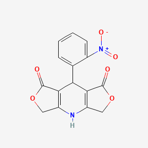 molecular formula C15H10N2O6 B12738831 8-(2-nitrophenyl)-5,11-dioxa-2-azatricyclo[7.3.0.03,7]dodeca-1(9),3(7)-diene-6,10-dione CAS No. 113817-50-8