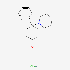 molecular formula C17H26ClNO B12738869 Cyclohexanol, 4-phenyl-4-piperidino-, hydrochloride, cis- CAS No. 80770-79-2