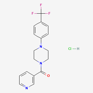 molecular formula C17H17ClF3N3O B12738892 Piperazine, 1-(3-pyridinylcarbonyl)-4-(4-(trifluoromethyl)phenyl)-, monohydrochloride CAS No. 124444-78-6