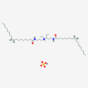 molecular formula C47H93N3O6S B12738919 Ethyl (Z,Z)-ethyl(methyl)(3-((1-oxo-9-octadecenyl)amino)propyl)(3-((1-oxo-9-octadecenyl)amino)propyl)ammonium sulphate CAS No. 94070-90-3