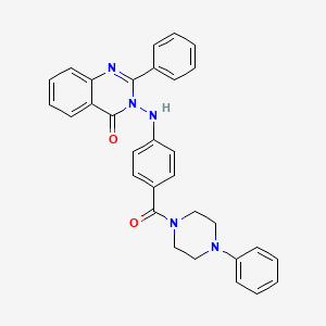 molecular formula C31H27N5O2 B12738930 Piperazine, 1-(4-((4-oxo-2-phenyl-3(4H)quinazolinyl)amino)benzoyl)-4-phenyl- CAS No. 131604-13-2