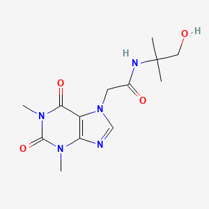 molecular formula C13H19N5O4 B12738996 2-(N-(7-Theophyllineacetyl)-amino)-2-methyl-1-propanol CAS No. 112767-69-8