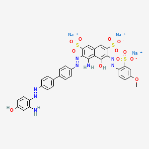 molecular formula C35H25N8Na3O12S3 B12739032 Trisodium 4-amino-3-((4'-((2-amino-4-hydroxyphenyl)azo)(1,1'-biphenyl)-4-yl)azo)-5-hydroxy-6-((4-methoxy-2-sulphonatophenyl)azo)naphthalene-2,7-disulphonate CAS No. 93803-38-4