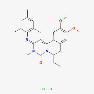 4H-Pyrimido(6,1-a)isoquinolin-4-one, 2,3,6,7-tetrahydro-9,10-dimethoxy-6-ethyl-3-methyl-2-((2,4,6-trimethylphenyl)imino)-, monohydrochloride, (+-)-