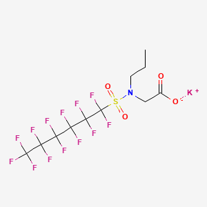 molecular formula C11H9F13KNO4S B12739650 Potassium N-propyl-N-((tridecafluorohexyl)sulphonyl)glycinate CAS No. 85665-66-3