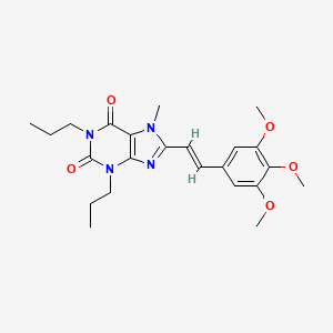 molecular formula C23H30N4O5 B12739815 (E)-7-Methyl-1,3-dipropyl-8-(3,4,5-trimethoxystyryl)xanthine CAS No. 141807-98-9