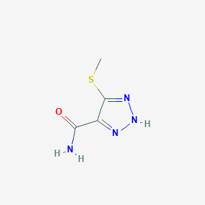 molecular formula C4H6N4OS B012740 5-(methylthio)-1H-1,2,3-triazole-4-carboxamide CAS No. 107487-63-8