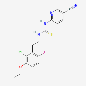 molecular formula C17H16ClFN4OS B12740949 Thiourea, N-(2-(2-chloro-3-ethoxy-6-fluorophenyl)ethyl)-N'-(5-cyano-2-pyridinyl)- CAS No. 181305-28-2