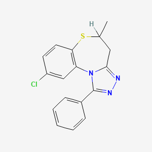 B12740976 4,5-Dihydro-9-chloro-5-methyl-1-phenyl-1,2,4-triazolo(3,4-d)-1,5-benzothiazepine CAS No. 110766-40-0