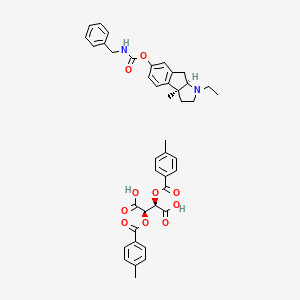 molecular formula C42H44N2O10 B12740980 [(3aR,8bS)-3-ethyl-8b-methyl-1,2,3a,4-tetrahydroindeno[2,1-b]pyrrol-6-yl] N-benzylcarbamate;(2R,3R)-2,3-bis[(4-methylbenzoyl)oxy]butanedioic acid CAS No. 139760-98-8