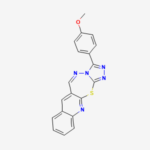 molecular formula C19H13N5OS B12740984 6-(4-methoxyphenyl)-2-thia-4,5,7,8,18-pentazatetracyclo[8.8.0.03,7.012,17]octadeca-1(18),3,5,8,10,12,14,16-octaene CAS No. 136633-11-9