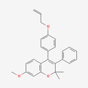 molecular formula C27H26O3 B12741091 2H-1-Benzopyran, 7-methoxy-2,2-dimethyl-3-phenyl-4-(4-(2-propenyloxy)phenyl)- CAS No. 123886-63-5