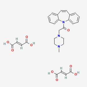 molecular formula C29H31N3O9 B12741104 1-benzo[b][1]benzazepin-11-yl-2-(4-methylpiperazin-1-yl)ethanone;(E)-but-2-enedioic acid CAS No. 118989-87-0