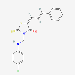 molecular formula C19H15ClN2OS2 B12741110 3-(((4-Chlorophenyl)amino)methyl)-5-(3-phenyl-2-propenylidene)-2-thioxo-4-thiazolidinone CAS No. 86650-12-6