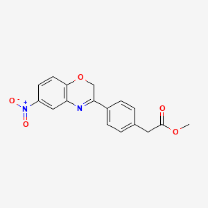 molecular formula C17H14N2O5 B12741120 Benzeneacetic acid, 4-(6-nitro-2H-1,4-benzoxazin-3-yl)-, methyl ester CAS No. 87620-74-4