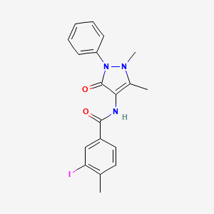 molecular formula C19H18IN3O2 B12741133 p-Toluamide, N-antipyrinyl-3-iodo- CAS No. 81217-08-5