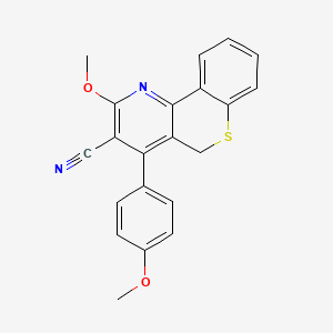 molecular formula C21H16N2O2S B12741160 5H-(1)Benzothiopyrano(4,3-b)pyridine-3-carbonitrile, 2-methoxy-4-(4-methoxyphenyl)- CAS No. 115091-86-6