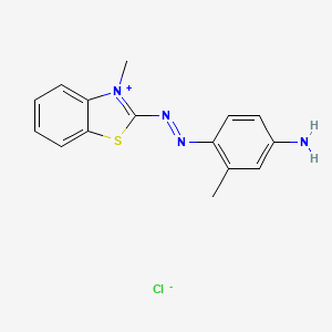 molecular formula C15H15ClN4S B12741167 Benzothiazolium, 2-((4-amino-2-methylphenyl)azo)-3-methyl-, chloride CAS No. 73507-53-6