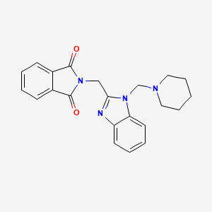 molecular formula C22H22N4O2 B12741216 1H-Isoindole-1,3(2H)-dione, 2-(2-((1-piperidinyl)methyl)-1H-benzimidazol-2-ylmethyl)- CAS No. 115398-74-8