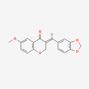 molecular formula C18H14O5 B12741223 (E)-2,3-Dihydro-3-(1,3-benzodioxol-5-ylmethylene)-6-methoxy-4H-1-benzopyran-4-one CAS No. 130688-90-3