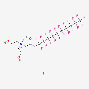 molecular formula C18H19F21INO3 B12741238 (4,4,5,5,6,6,7,7,8,8,9,9,10,10,11,11,12,12,13,13,13-Henicosafluoro-2-hydroxytridecan-1-yl)(bis(2-hydroxyethyl))methylammonium iodide CAS No. 93776-17-1