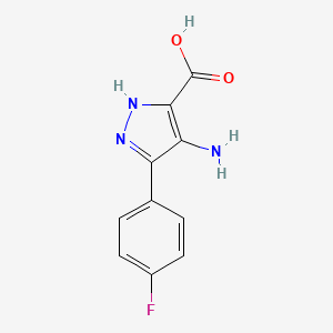 molecular formula C10H8FN3O2 B12741254 1H-Pyrazole-3-carboxylic acid, 4-amino-5-(4-fluorophenyl)- CAS No. 91857-76-0