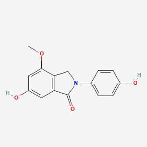 molecular formula C15H13NO4 B12741323 Hydroxyphenyl hydroxymethoxyisoindolinone CAS No. 1181226-24-3