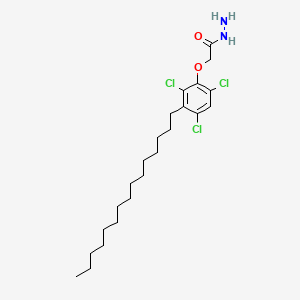 molecular formula C23H37Cl3N2O2 B12741364 Acetic acid, (2,4,6-trichloro-3-pentadecylphenoxy)-, hydrazide CAS No. 117554-45-7