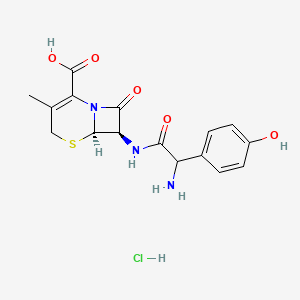 molecular formula C16H18ClN3O5S B12741440 (6R-(6alpha,7beta(R*)))-7-(Amino(4-hydroxyphenyl)acetamido)-3-methyl-8-oxo-5-thia-1-azabicyclo(4.2.0)oct-2-ene-2-carboxylic acid monohydrochloride CAS No. 78144-01-1