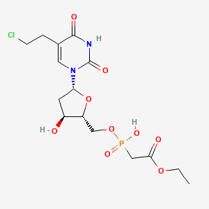 molecular formula C15H22ClN2O9P B12741481 [(2R,3S,5R)-5-[5-(2-chloroethyl)-2,4-dioxopyrimidin-1-yl]-3-hydroxyoxolan-2-yl]methoxy-(2-ethoxy-2-oxoethyl)phosphinic acid CAS No. 115365-25-8