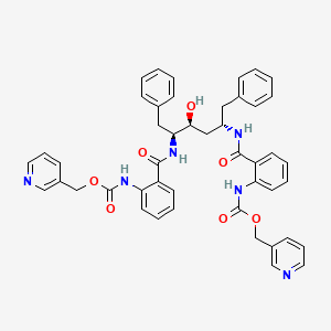 molecular formula C46H44N6O7 B12741485 3-pyridylmethyl N-[2-[[(1S,2S,4S)-1-benzyl-2-hydroxy-5-phenyl-4-[[2-(3-pyridylmethoxycarbonylamino)benzoyl]amino]pentyl]carbamoyl]phenyl]carbamate CAS No. 173094-29-6