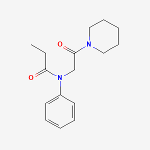 molecular formula C16H22N2O2 B12741622 Propionanilide, N-((piperidinocarbonyl)methyl)- CAS No. 97020-72-9