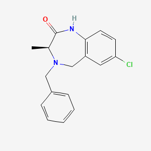 molecular formula C17H17ClN2O B12741665 2H-1,4-Benzodiazepin-2-one, 7-chloro-1,3,4,5-tetrahydro-3-methyl-4-(phenylmethyl)-, (3S)- CAS No. 258849-90-0