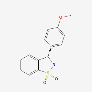 molecular formula C15H15NO3S B12741666 (S)-3-(4-Methoxy-phenyl)-2-methyl-2,3-dihydro-1,2-benzisothiazole 1,1-dioxide CAS No. 256221-18-8